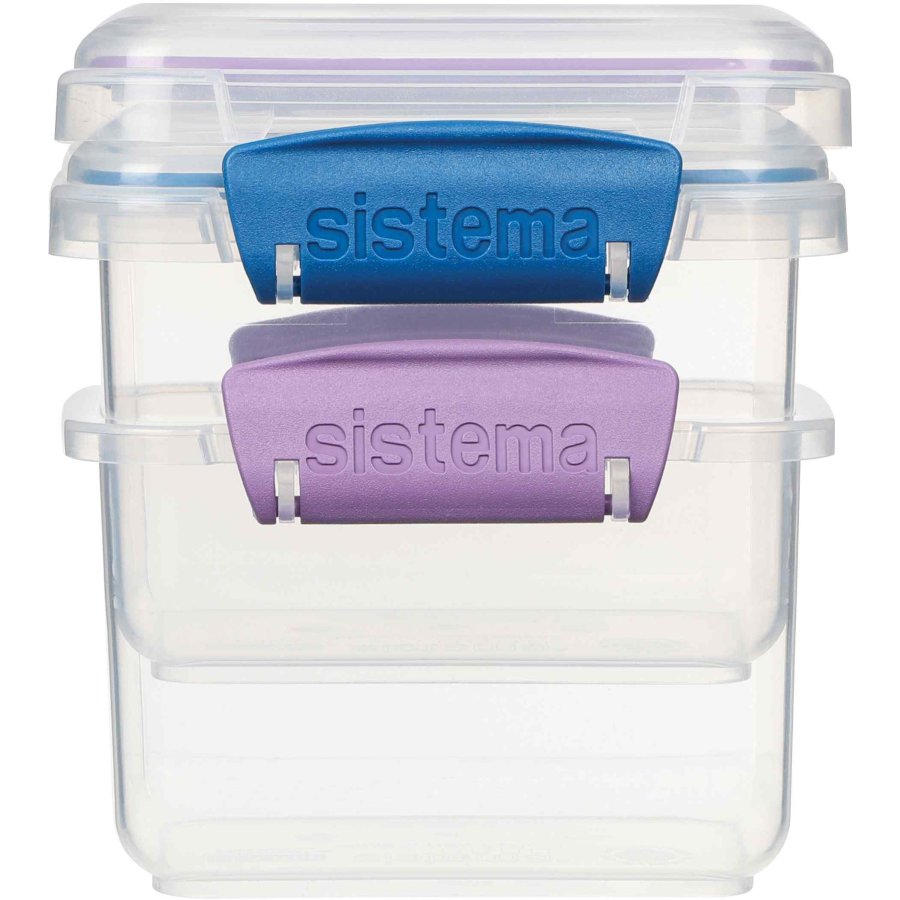 Sistema Klip It Opbevaringsboks 2 stk. 400 ml, Ocean Blue/Misty Purple