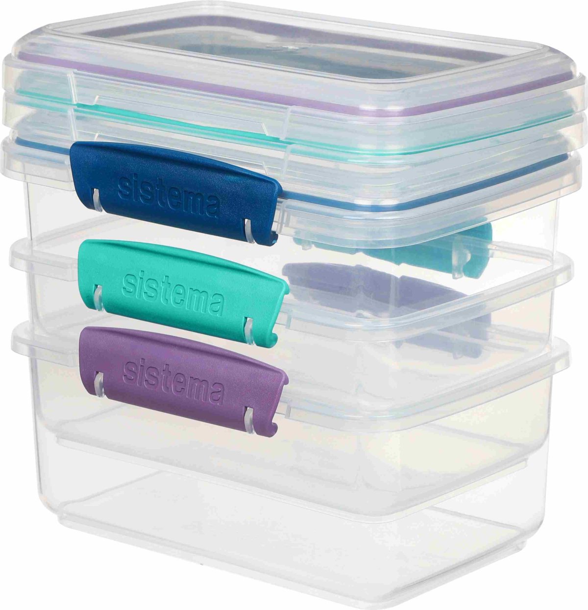 Køb Sistema Klip It Opbevaringsboks 3 stk. 1 L, Ocean Blue/Minty Teal ...