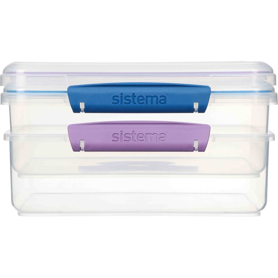 Sistema Klip It Opbevaringsboks 2 stk. 2 L, Ocean Blue/Misty Purple