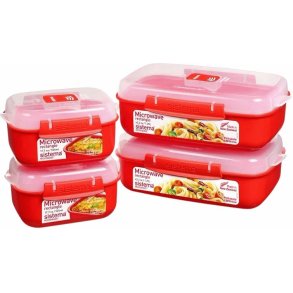 Sistema Microwave Heat & Eat Combipakket 4 stuks, Rood