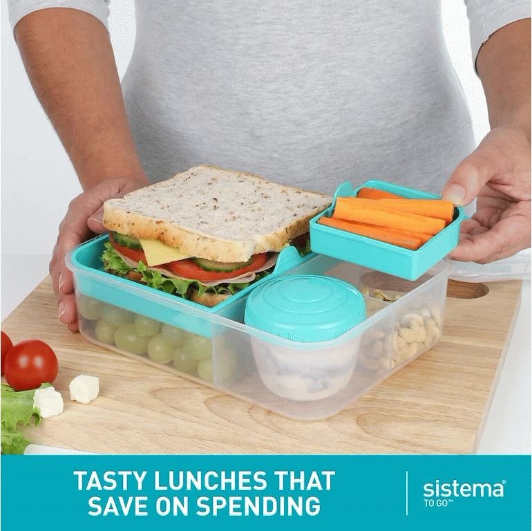 Sistema To Go Bento Lunch Brotdose 2er Set 1,65 L, Ocean Blue/Minty Teal