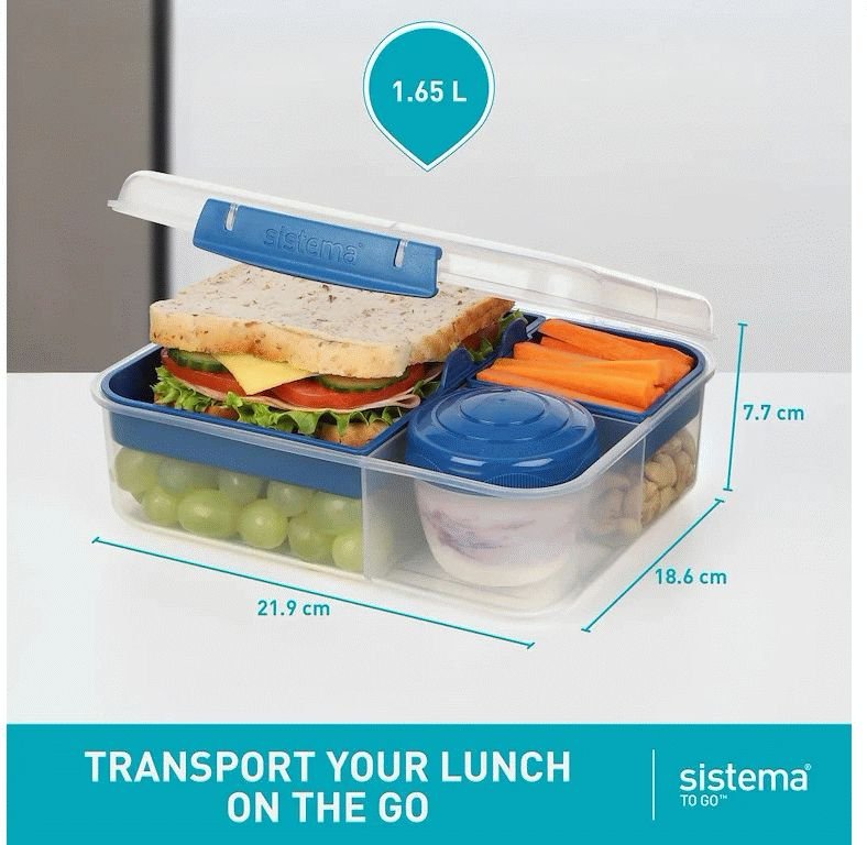 Sistema To Go Bento Lunch Brotdose 2er Set 1,65 L, Ocean Blue/Minty Teal