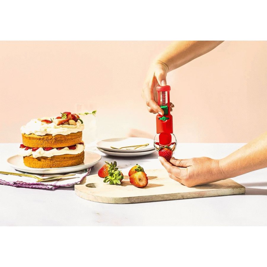 Dreamfarm Hullapit 3-in-1 Entkerner 12,5 cm, Rot/Grn