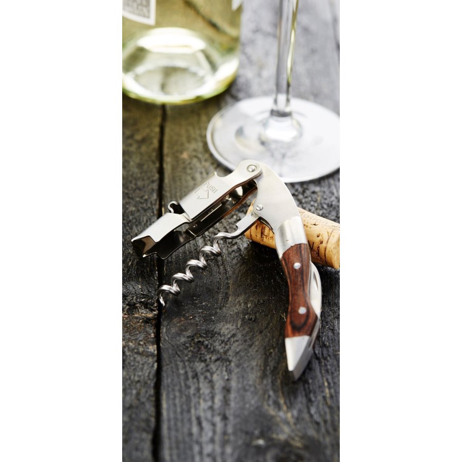 Point Virgule Cocktail Korkenzieher m. Messer, Dunkelbraunes Holz