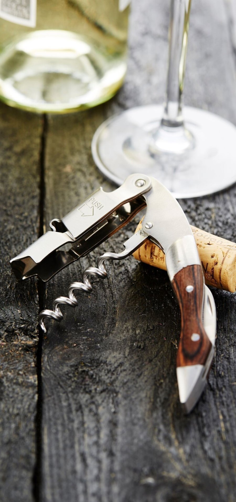 Point Virgule Cocktail Korkenzieher m. Messer, Dunkelbraunes Holz