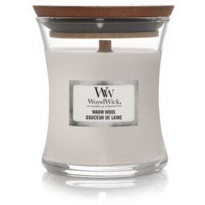 WoodWick Duftlys m. Knitrende Tr�v�ge og Tr�l�g 8,2 cm, WarmWool