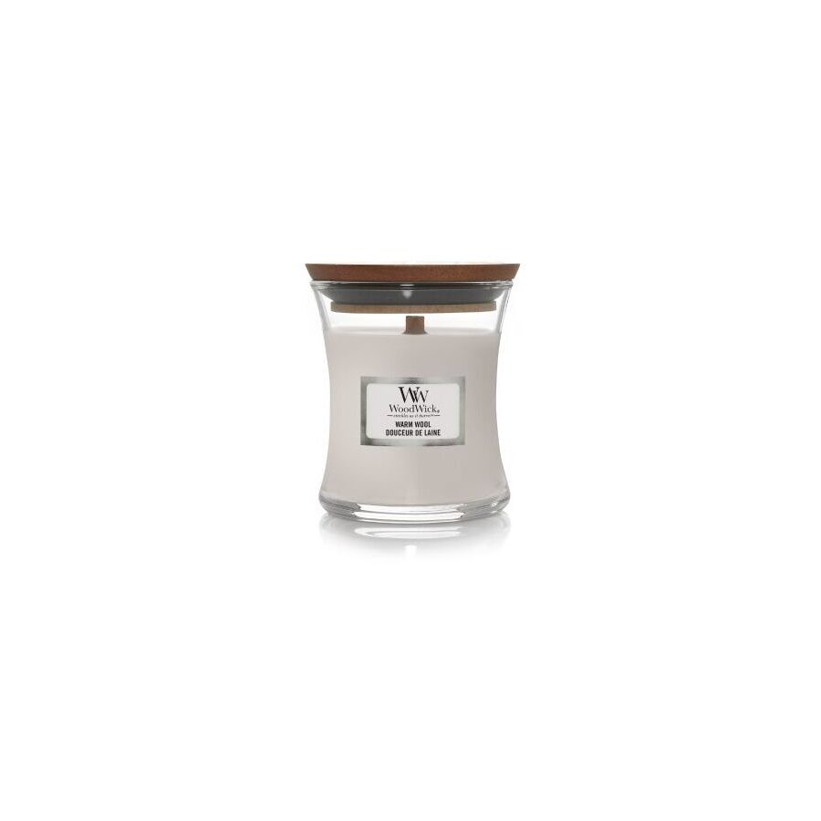 WoodWick Duftlys m. Knitrende Tr�v�ge og Tr�l�g 8,2 cm, WarmWool