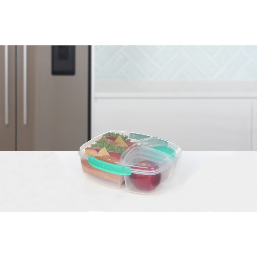 Sistema Triple Split Lunchbox mit Joghurtbecher 2 L, Minty Teal