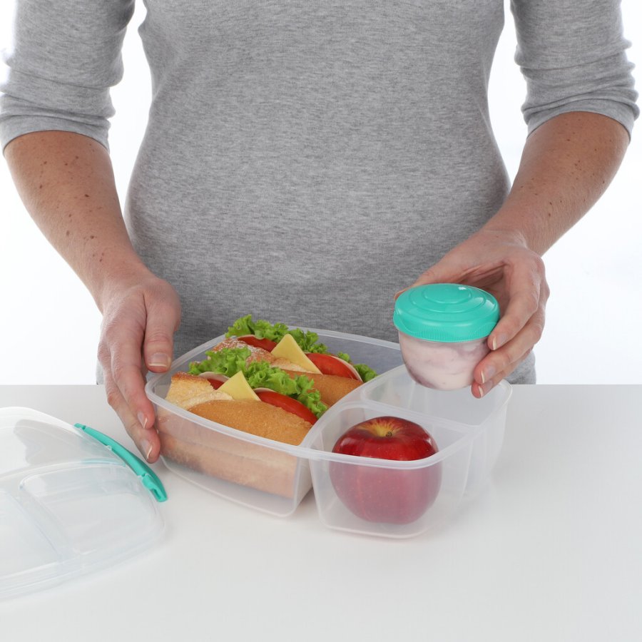 Sistema Triple Split Lunchbox mit Joghurtbecher 2 L, Minty Teal