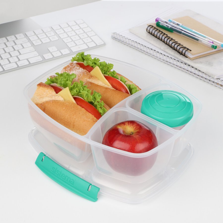 Sistema Triple Split Lunchbox mit Joghurtbecher 2 L, Minty Teal