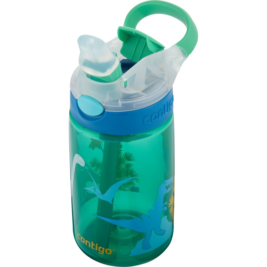 Contigo Kids Gizmo Trinkflasche mit Strohhalm 420 ml, Grn Dinosaurier