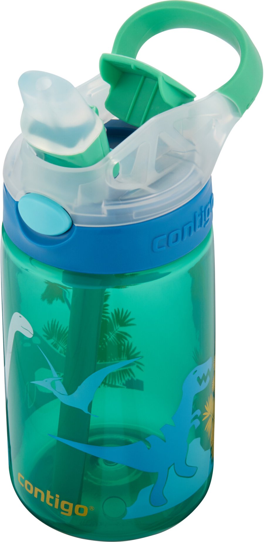 Contigo Kids Gizmo Trinkflasche mit Strohhalm 420 ml, Grn Dinosaurier