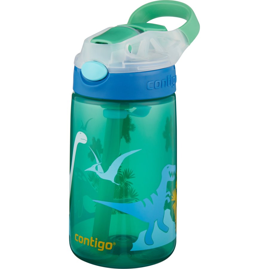 Contigo Kids Gizmo Trinkflasche mit Strohhalm 420 ml, Grn Dinosaurier