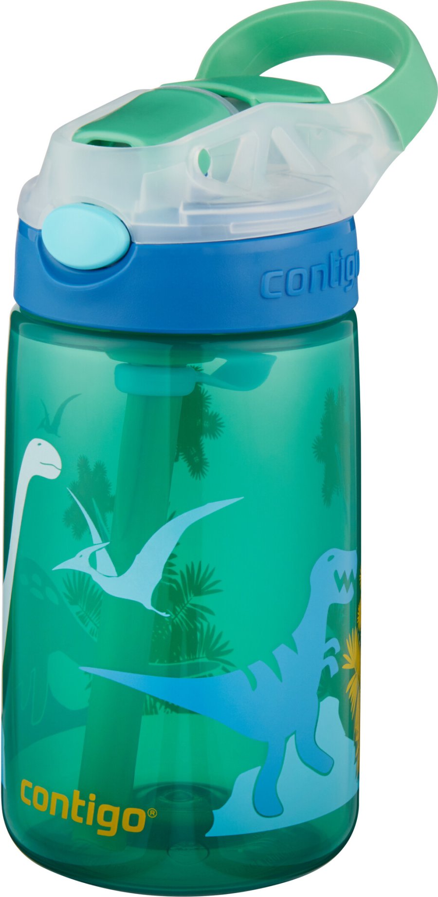 Contigo Kids Gizmo Trinkflasche mit Strohhalm 420 ml, Grn Dinosaurier