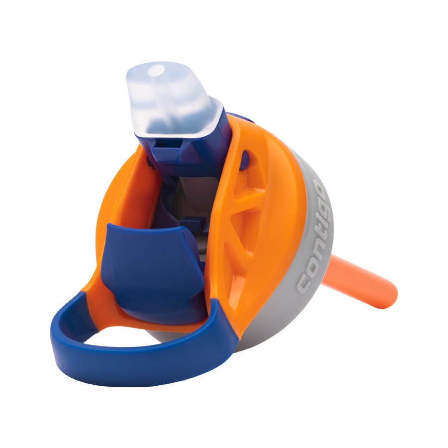 Contigo Kids Gizmo Trinkflasche mit Strohhalm 420 ml, Blau/Orange Superheld