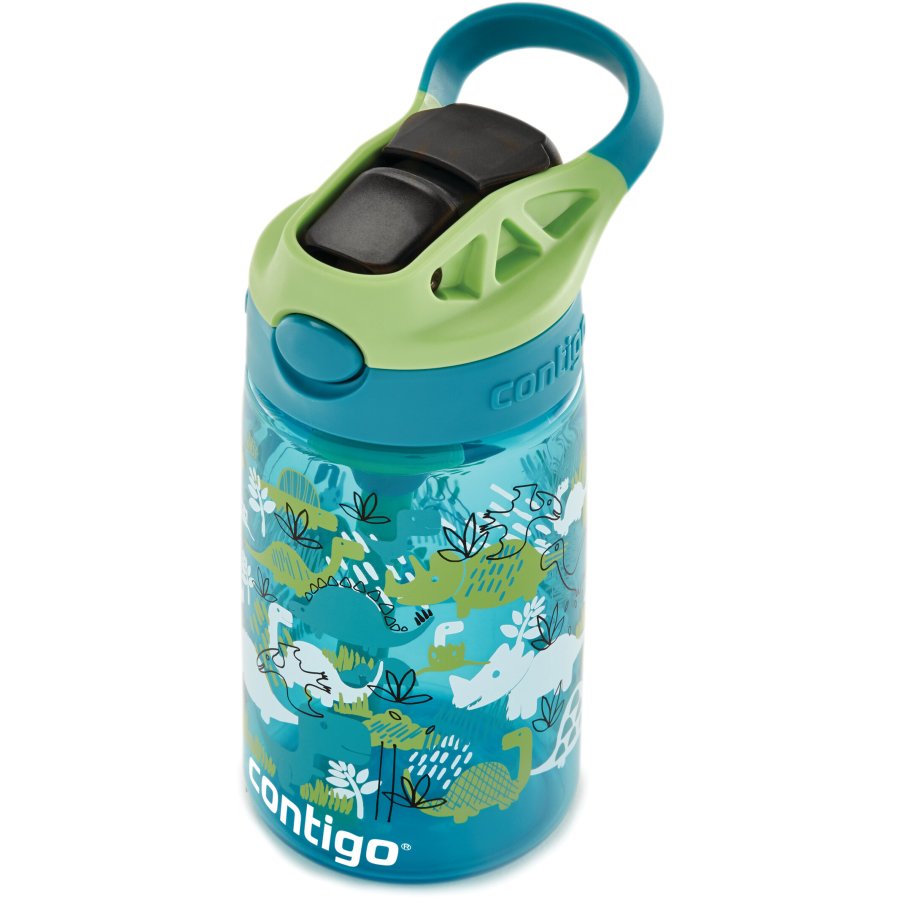 Contigo Kids Easy Clean Trinkflasche mit Strohhalm 420 ml, Grne Dinosaurier