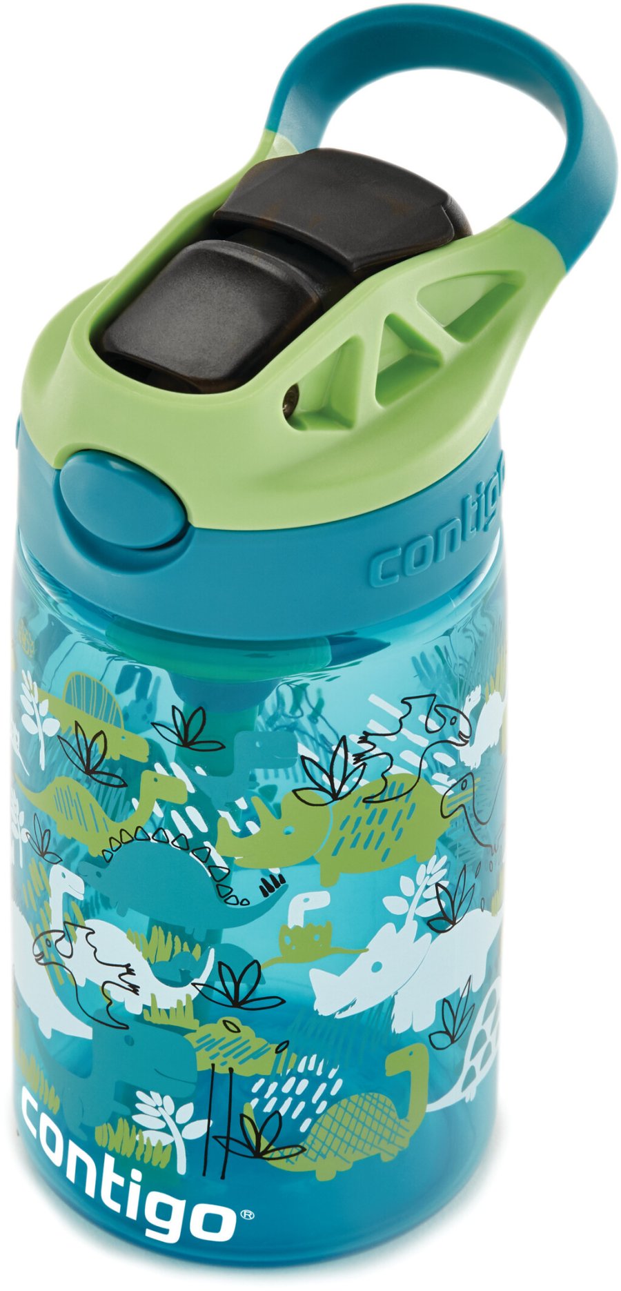 Contigo Kids Easy Clean Trinkflasche mit Strohhalm 420 ml, Grne Dinosaurier