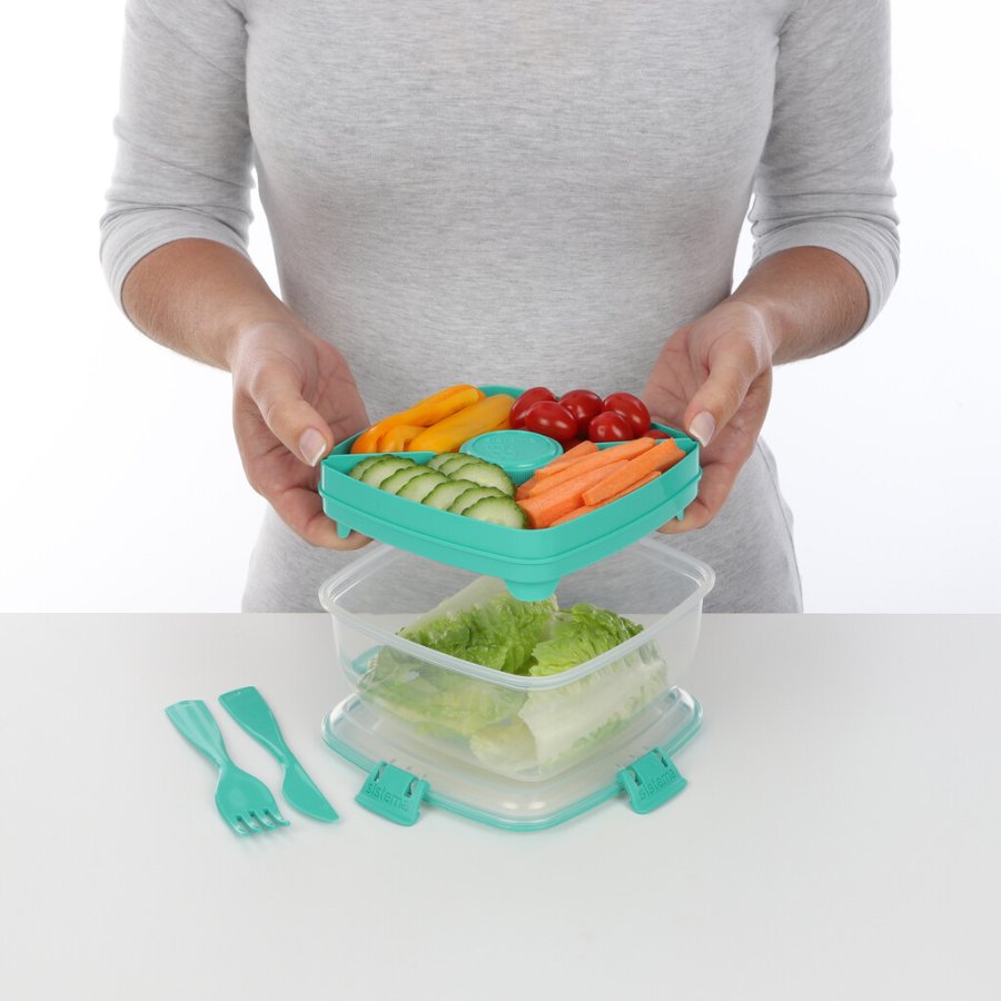 Sistema To Go Salatbox m. Besteck und Dressing-Behlter 1,1 l, Minty Teal