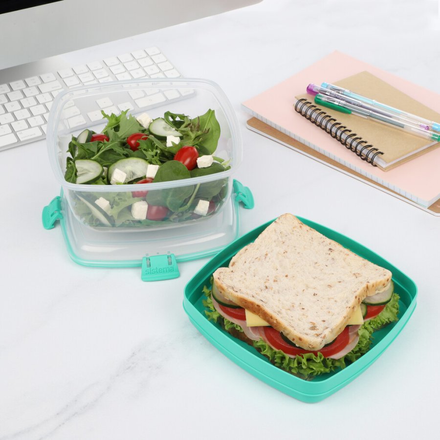 Sistema To Go Salat- og Sandwich Madkasse 1,63 L, Minty Teal