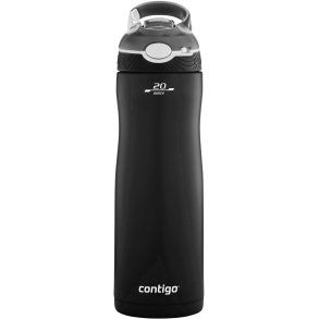 Contigo Ashland Chill Drikkeflaske m. Sugerør 590 ml, Mat Sort