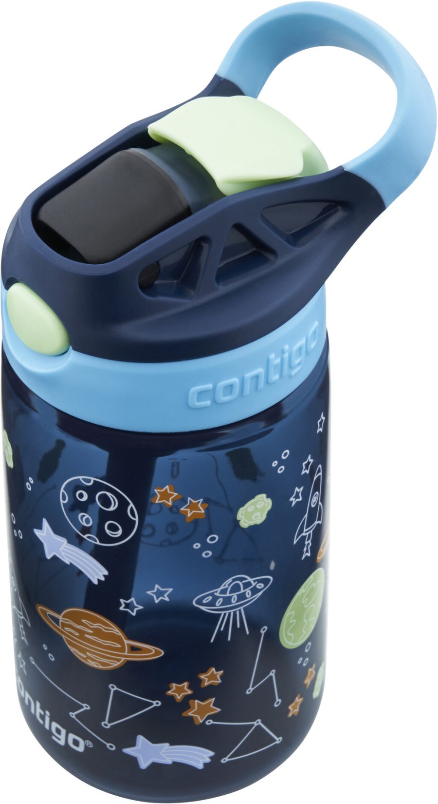 Contigo Kids Easy Clean Trinkflasche mit Strohhalm 420 ml, Blueberry Cosmos