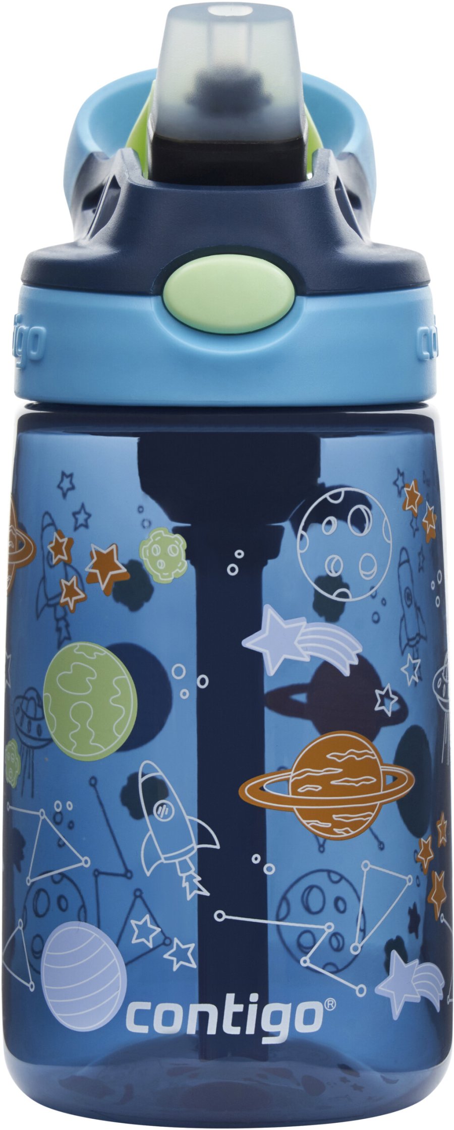 Contigo Kids Easy Clean Trinkflasche mit Strohhalm 420 ml, Blueberry Cosmos