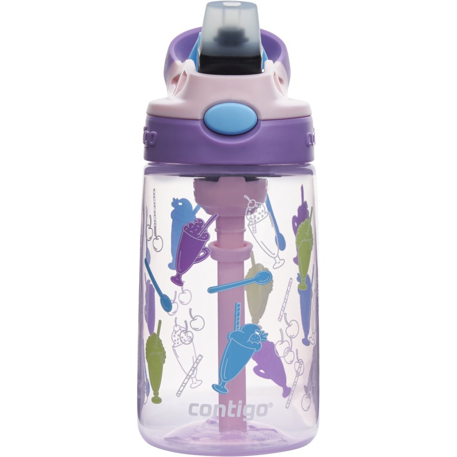 Contigo Kids Easy Clean Trinkflasche mit Strohhalm 420 ml, Pink/Lila Eistten