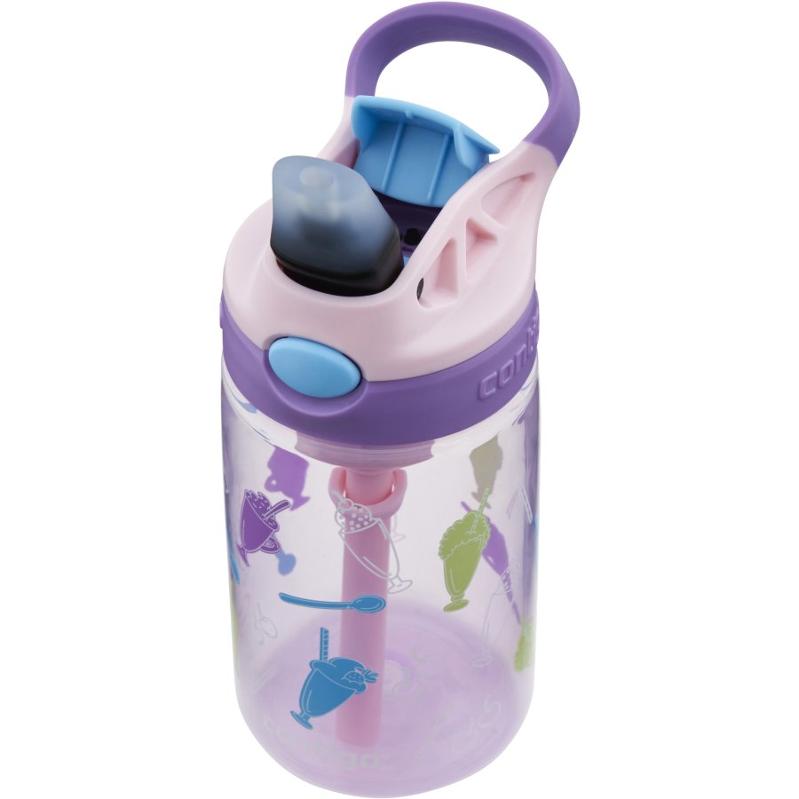 Contigo Kids Easy Clean Trinkflasche mit Strohhalm 420 ml, Pink/Lila Eistten