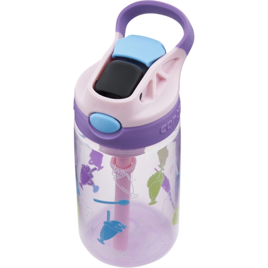 Contigo Kids Easy Clean Trinkflasche mit Strohhalm 420 ml, Pink/Lila Eistten