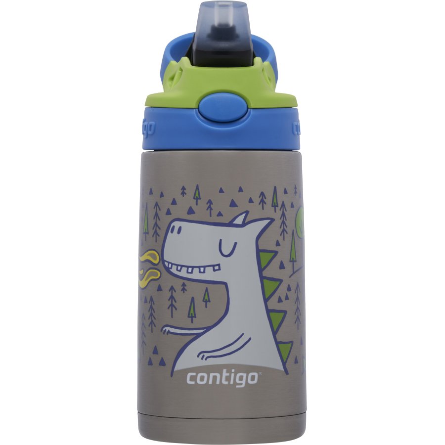 Contigo Kids Easy Clean Chill Trinkflasche mit Strohhalm 380 ml, Drachen