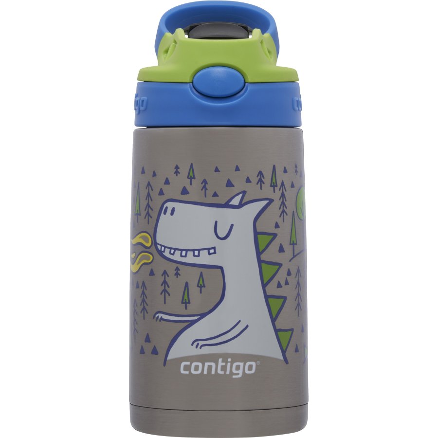 Contigo Kids Easy Clean Chill Trinkflasche mit Strohhalm 380 ml, Drachen