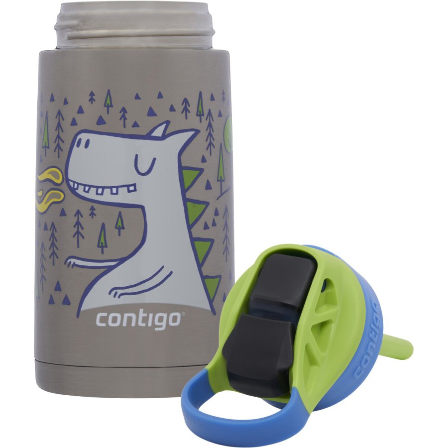 Contigo Kids Easy Clean Chill Trinkflasche mit Strohhalm 380 ml, Drachen