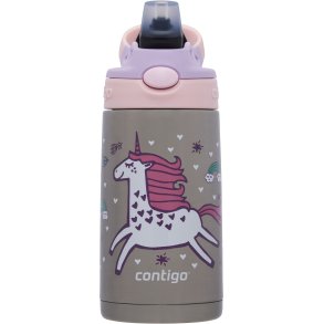 Contigo Kids Easy Clean Chill Drikkeflaske m. Sugerør 380 ml, Enhjørninger