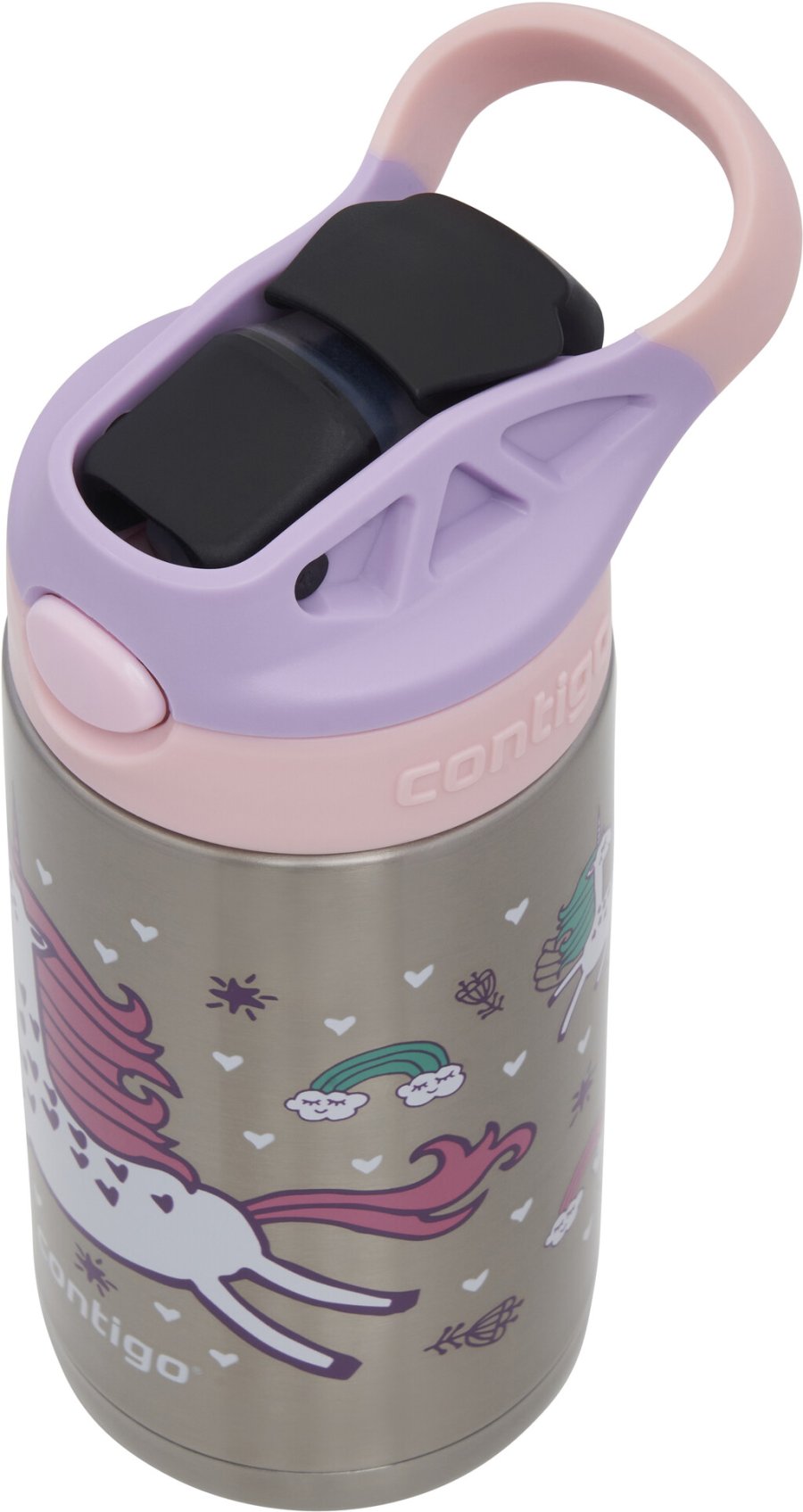 Contigo Kids Easy Clean Chill Trinkflasche mit Strohhalm 380 ml, Einhrner