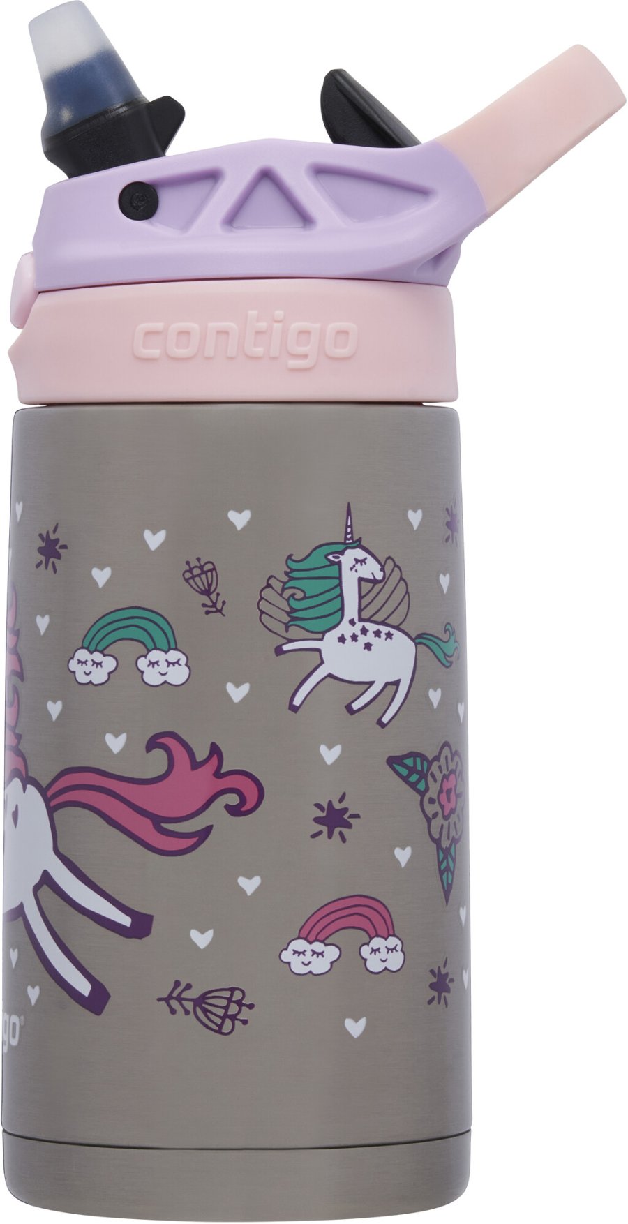 Contigo Kids Easy Clean Chill Trinkflasche mit Strohhalm 380 ml, Einhrner