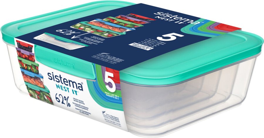 Sistema Nest It Meal Prep AAufbewahrungsbehltern 5er Set, Mehrfarbig