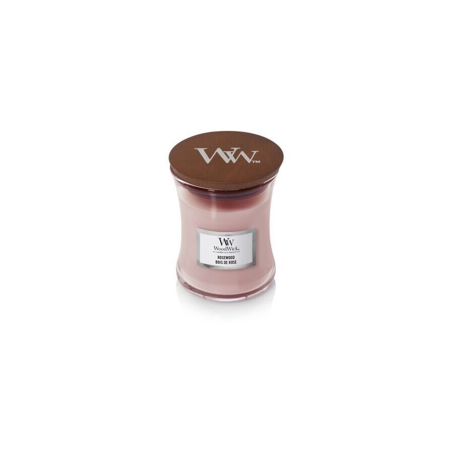 WoodWick Duftkerze mit knisternden Holzdochten und Holzdeckel 8,2 cm, Rosewood