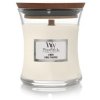 WoodWick Duftlys m. Knitrende Trvge og Trlg 8,2 cm, Linen