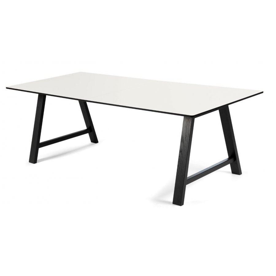 Andersen Furniture T1 udtrksbord 95x220cm, Hvid laminat, Sort stel
