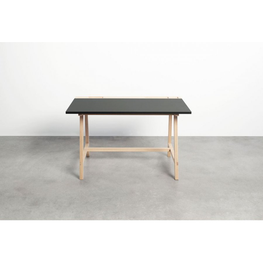 Andersen Furniture D1 Arbejdsbord 125x70cm, Linoleum kul, Eg hvid mat lak stel