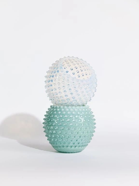 Anna von Lipa Opaline Hobnail Globe Vase H18 cm, Creamy White