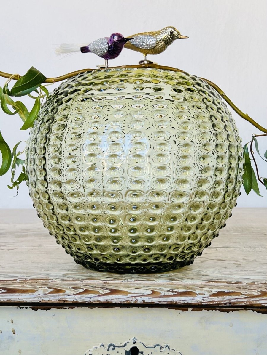 Anna von Lipa Hobnail Globe Vase 24 cm, Olive Green