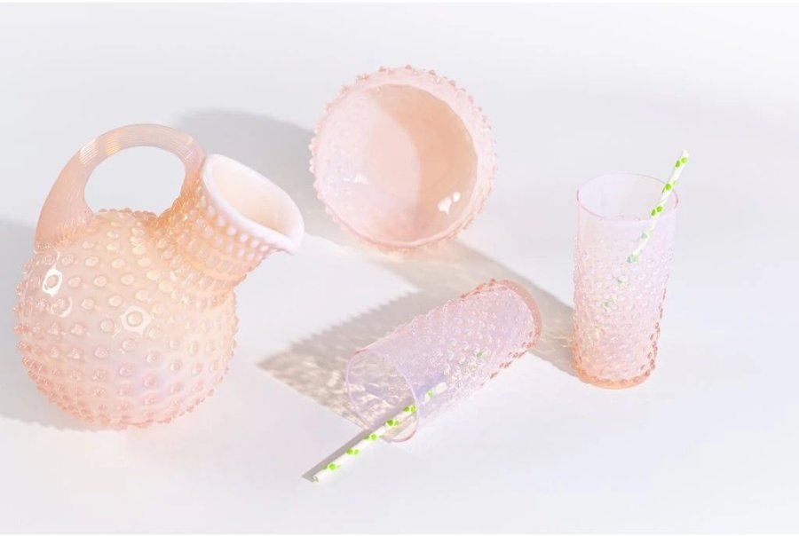 Anna von Lipa Opaline Hobnail Longdrinkglas 400 ml, Soft Rosa