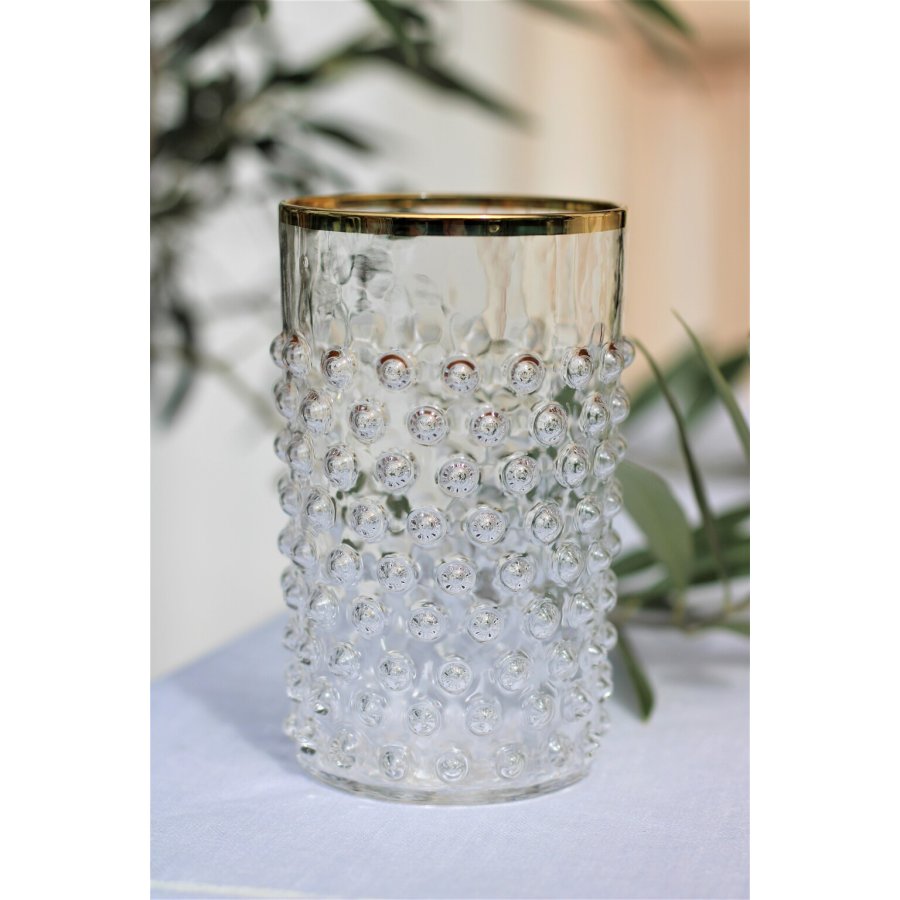 Anna von Lipa Hobnail Trinkglas 20 cl, Crystal/Gold