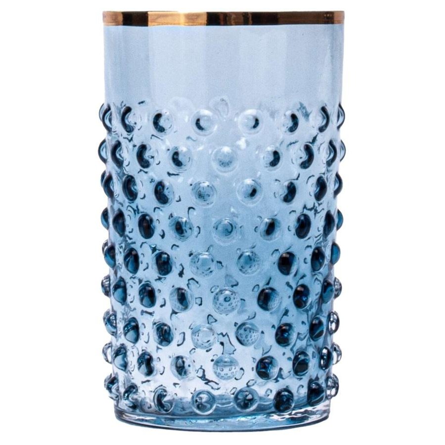 Anna von Lipa Hobnail Trinkglas 20 cl, Blue Smoke/Gold