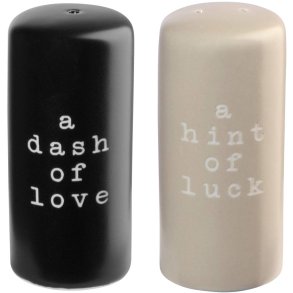 ASA Selection Hey! A Dash Of Love A Hint Of Luck Salt og Peber H6,5 cm, Sort/Beige