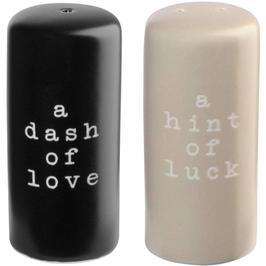 ASA Selection Hey! A Dash Of Love A Hint Of Luck Salt og Peber H6,5 cm, Sort/Beige