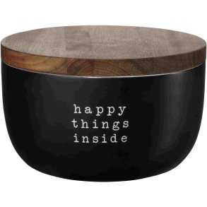 ASA Selection Hey! Happy Things Inside Opbevaringskrukke H9 cm, Mat Sort