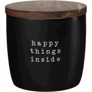 ASA Selection Hey! Happy Things Inside Opbevaringskrukke H14,5 cm, Mat Sort