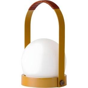 Audo Copenhagen Carrie Akku-Tischlampe H24,5 cm, Goldbraun/Leder
